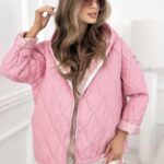 Καπιτονέ μπουφάν με κουκούλα σε ροζ Κίτρινο λευκό βεραμάν one size