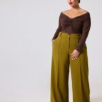 Λαδι χρώμα μόνο παντελόνι Plus size καλύπτει μέχρι τέσσερα extra large