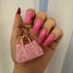 Cute pink mini bag μπρελόκ με πετρούλες